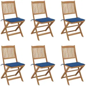 vidaXL Chaises pliables de jardin 6 pcs avec coussins Bois d'acacia pas cher