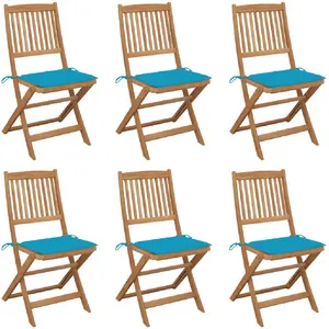 vidaXL Chaises pliables de jardin 6 pcs avec coussins Bois d'acacia pas cher