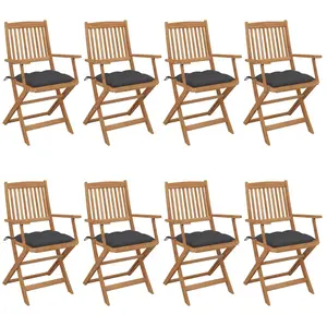 vidaXL Chaises pliables de jardin lot de 8 avec coussins Bois d'acacia pas cher
