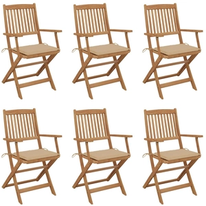 vidaXL Chaises pliables de jardin 6 pcs avec coussins Bois d'acacia pas cher