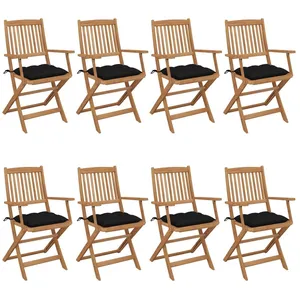 vidaXL Chaises pliables de jardin 8 pcs avec coussins Bois d'acacia pas cher
