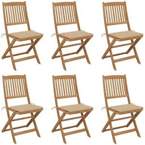 vidaXL Chaises pliables de jardin 6 pcs avec coussins Bois d'acacia pas cher
