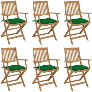 vidaXL Chaises pliables de jardin 6 pcs avec coussins Bois d'acacia pas cher