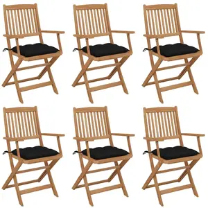 vidaXL Chaises pliables de jardin 6 pcs avec coussins Bois d'acacia pas cher