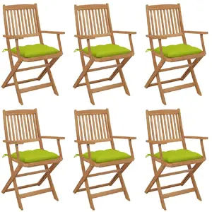 vidaXL Chaises pliables de jardin 6 pcs avec coussins Bois d'acacia pas cher