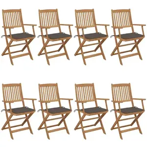 vidaXL Chaises pliables de jardin 8 pcs avec coussins Bois d'acacia pas cher