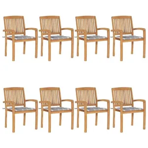 Comparateur de prix : VIDAXL Chaises de jardin empilables 8 pcs avec coussins - Teck