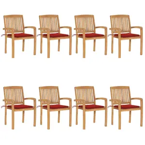 Comparateur de prix : vidaXL Chaises de jardin empilables avec coussins lot de 8 Teck solide