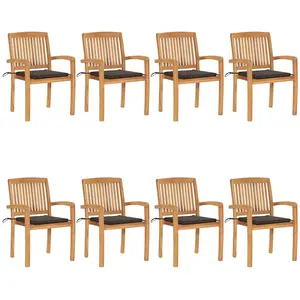 Comparateur de prix : vidaXL Chaises de jardin empilables avec coussins 8 pcs Teck solide