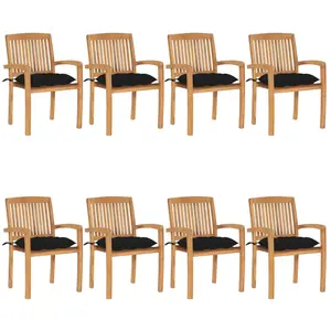 Comparateur de prix : vidaXL Chaises de jardin empilables avec coussins Teck solide