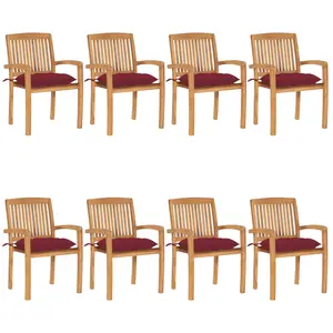 Comparateur de prix : vidaXL Chaises de jardin empilables avec coussins 8 pcs Teck solide