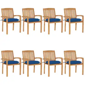 Comparateur de prix : vidaXL Chaises de jardin empilables avec coussins 8 pcs Teck solide