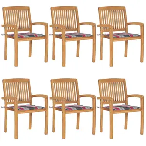 vidaXL Chaises de jardin empilables avec coussins lot de 6 Teck solide