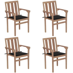 vidaXL Chaises de jardin empilables avec coussins 6 pcs Teck solide pas cher