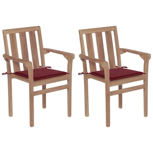 vidaXL Chaises de jardin empilables avec coussins 6 pcs Teck solide pas cher