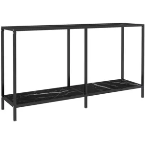 vidaXL Table console Noir 140x35x75,5 cm Verre trempé pas cher