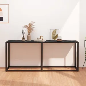 Comparateur de prix : vidaXL Table console Marbre noir 180x35x75,5 cm Verre trempé