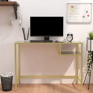 vidaXL Bureau d'ordinateur Marbre noir 100x36x74 cm Verre trempé pas cher