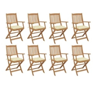 vidaXL Chaises pliables d'extérieur avec coussins 8 pcs Bois d'acacia pas cher