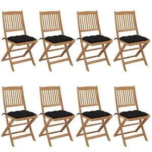 vidaXL Chaises pliables de jardin 8 pcs avec coussins Bois d'acacia pas cher