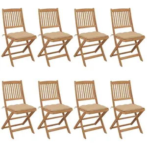 vidaXL Chaises pliables de jardin 8 pcs avec coussins Bois d'acacia pas cher