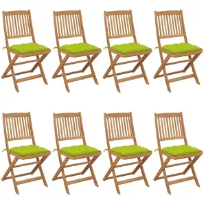 vidaXL Chaises pliables de jardin 8 pcs avec coussins Bois d'acacia pas cher