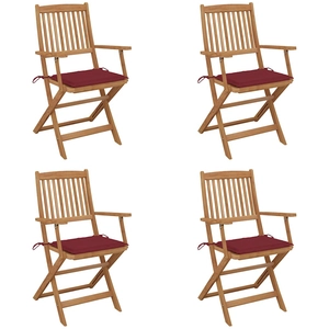 vidaXL Chaises pliables d'extérieur et coussins lot de 8 Bois d'acacia pas cher