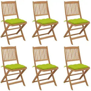 vidaXL Chaises pliables de jardin 6 pcs avec coussins Bois d'acacia pas cher