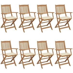vidaXL Chaises pliables de jardin 8 pcs avec coussins Bois d'acacia pas cher