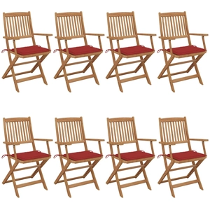 vidaXL Chaises pliables de jardin 8 pcs avec coussins Bois d'acacia