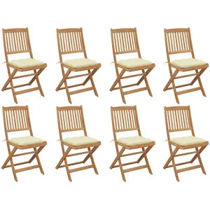 vidaXL Chaises pliables d'extérieur avec coussins 8 pcs Bois d'acacia pas cher