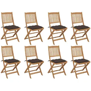 vidaXL Chaises pliables d'extérieur avec coussins 8 pcs Bois d'acacia pas cher