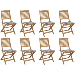 vidaXL Chaises pliables d'extérieur et coussins lot de 8 Bois d'acacia pas cher