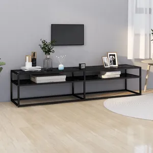 vidaXL Meuble TV marbre noir 180x40x40,5 cm verre trempé pas cher