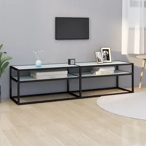 vidaXL Meuble TV Marbre blanc 160x40x40,5 cm Verre trempé pas cher