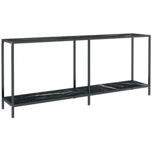 vidaXL Table console Noir 180x35x75,5 cm Verre trempé pas cher