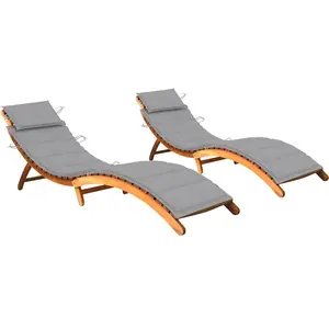 vidaXL Chaises longues 2 pcs avec coussins Bois d'acacia solide pas cher