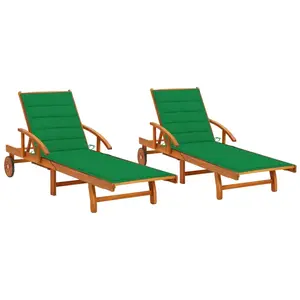 Comparateur de prix : vidaXL Chaises longues 2 pcs avec coussins Bois d'acacia solide