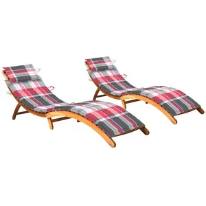 Comparateur de prix : vidaXL Chaises longues 2 pcs avec coussins Bois d'acacia solide