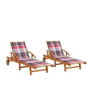 Comparateur de prix : vidaXL Chaises longues 2 pcs avec coussins Bois d'acacia solide