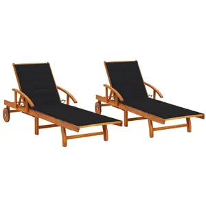 Comparateur de prix : vidaXL Chaises longues 2 pcs avec coussins Bois d'acacia solide