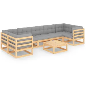 vidaXL Salon de jardin 8 pcs avec coussins Bois de pin massif pas cher