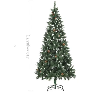 vidaXL Arbre de Noël artificiel pré-éclairé/boules pommes de pin 210cm pas cher
