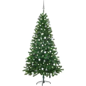 vidaXL Arbre de Noël artificiel pré-éclairé et boules 180 cm vert pas cher