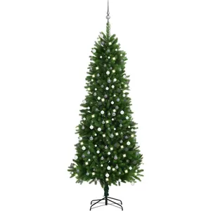 Comparateur de prix : vidaXL Arbre de Noël artificiel pré-éclairé et boules 240 cm vert
