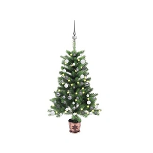 vidaXL Arbre de Noël artificiel pré-éclairé et boules 90 cm vert
