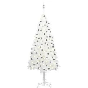 Comparateur de prix : vidaXL Arbre de Noël artificiel pré-éclairé et boules blanc 210 cm
