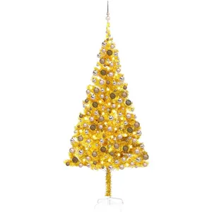 vidaXL Arbre de Noël artificiel pré-éclairé et boules doré 240 cm PET pas cher