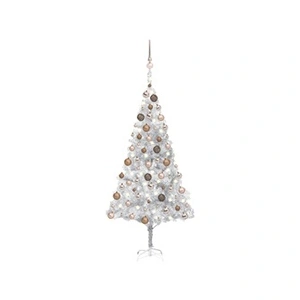 vidaXL Arbre de Noël artificiel pré-éclairé/boules argenté 180 cm PET pas cher