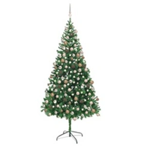 vidaXL Arbre de Noël artificiel pré-éclairé/boules 210 cm 910 branches pas cher